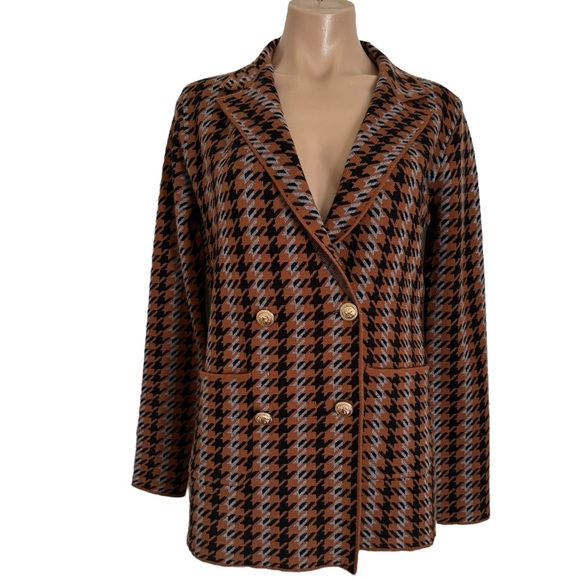 JOIE HOUNDSTOOTH KNIT BLAZER JACKET SZ XS NWT - Picture 2 of 4